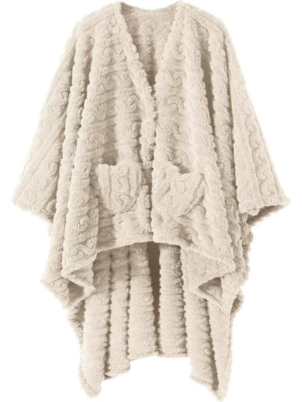 Cozy Wearable Sherpa Fleece Blanket Poncho with Pockets for Adults - Perfect TV